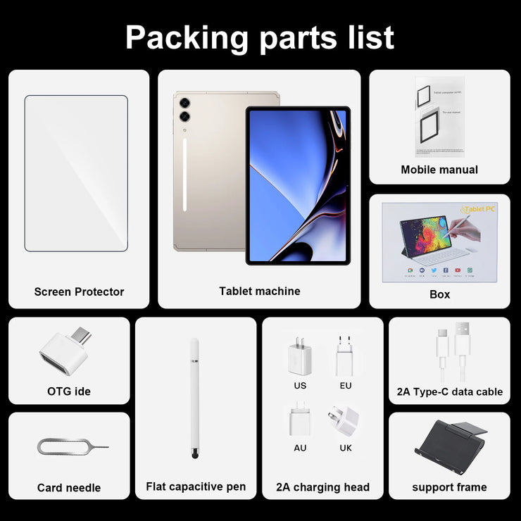 2025 Original Intelligent S10 Pro Tablet 10.1-inch High-definition 4K Full Screen Android 15 16GB+1TB 10000mAh 5G Dual Card Tabl