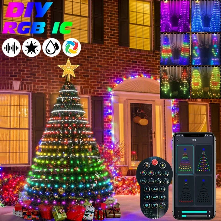 Christmas Decorations 2024 Christmas Tree Led Lights String Application DIY Image LED RGB IC Fairy Lights Bluetooth Control