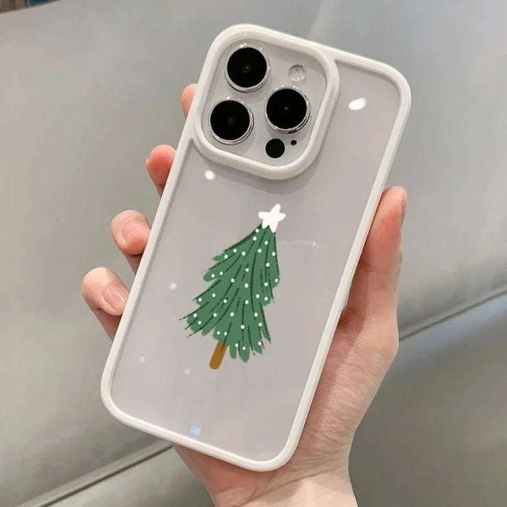 Christmas Tree Pattern Clear Phone Case for iPhone 12 11 13 14 15 16 Pro Max X XR XS 7 8 16 Plus SE 2020 2022 Shockproof Cover