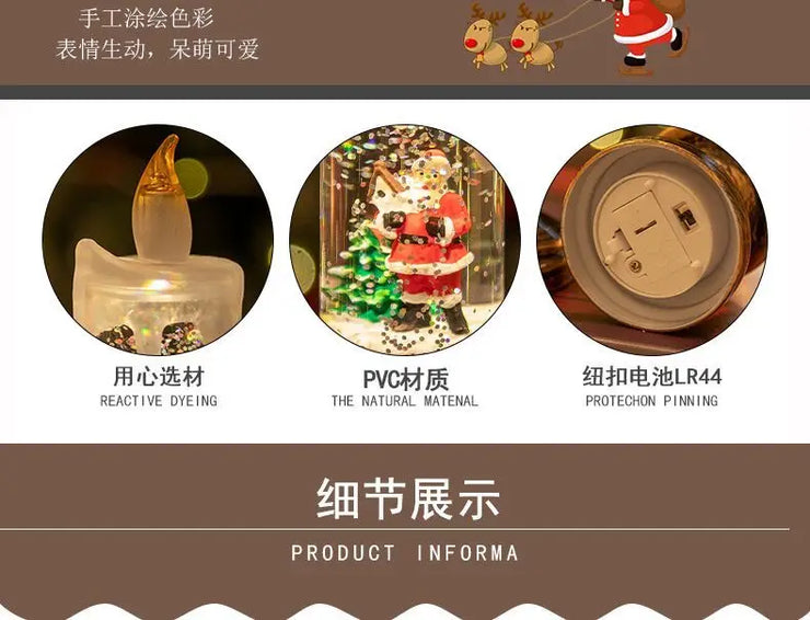 Christmas Candle Night Light Desktop Decoration - LED Luminous Ambient Ornament Gift for Home Scene Setup