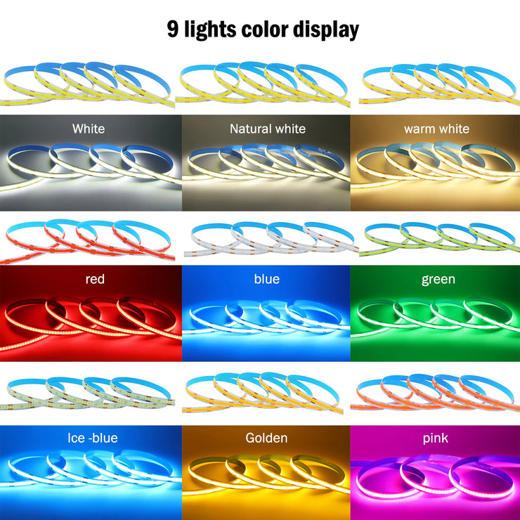 CR2025 Powered COB LED Light Strip 5V 8mm PCB Flexible Tape Ribbon Night Lamp TV Backlights Warm/White/Red/Green/Pink/Ice Blue