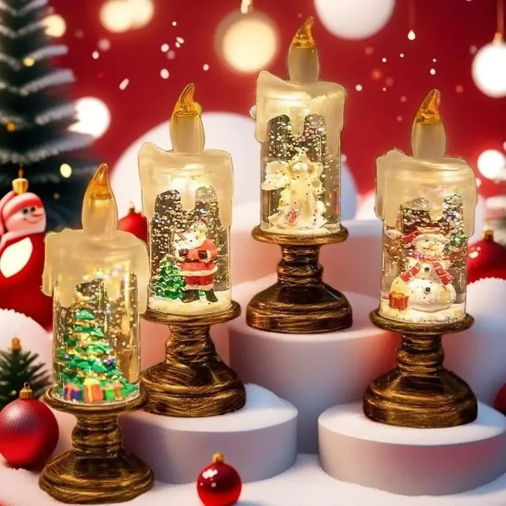 Christmas Candle Night Light Desktop Decoration - LED Luminous Ambient Ornament Gift for Home Scene Setup