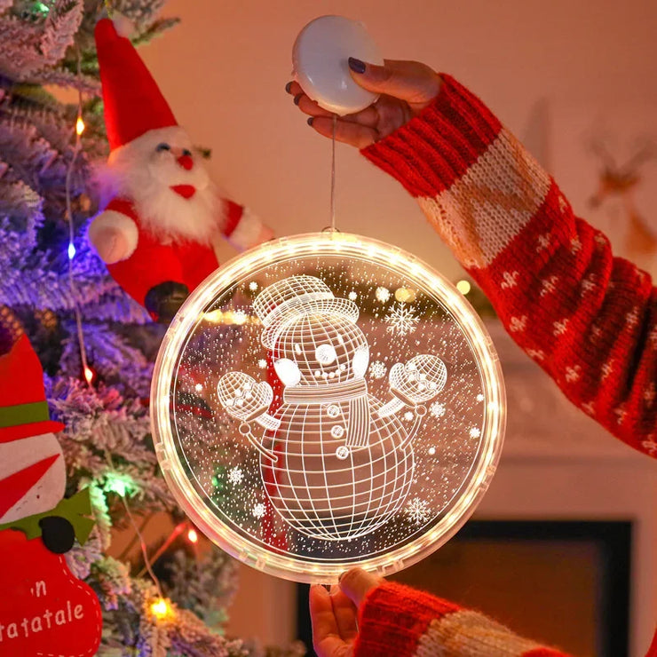 Merry Christmas LED Fairy Lights Santa Claus Elk Living Doors Windows Decoration New Year Gift 2025 Christmas Tree Hanging Light