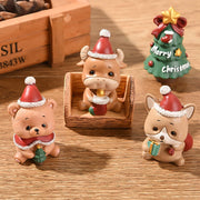 【MAX-22】Christmas Series Resin Animal Party Creative Mini Christma Tree Old Girl Kids Cute Gift Home Decoration Supplies Decor