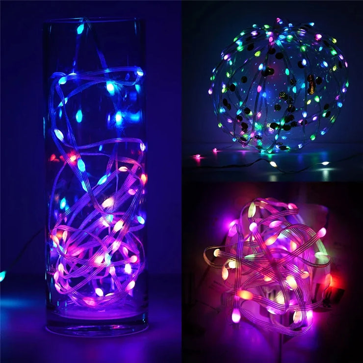 Christmas Tree Lights Outdoor Indoor, 100LED 10M WS2812B RGBIC Lights, String Lights IP65 Waterproof Bluetooth Fairy LED String