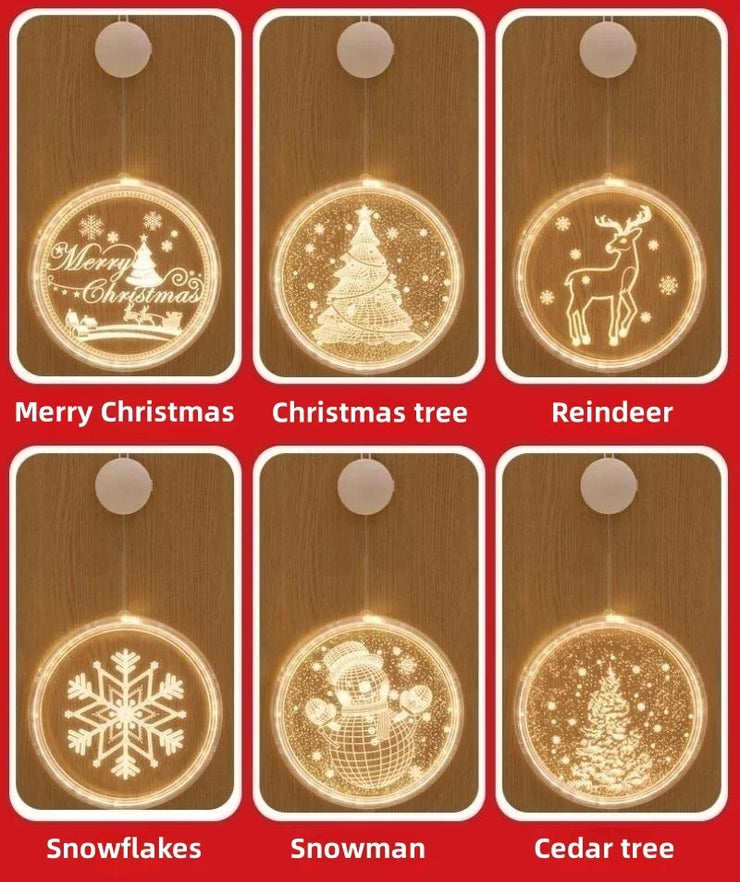 Merry Christmas LED Fairy Lights Santa Claus Elk Living Doors Windows Decoration New Year Gift 2025 Christmas Tree Hanging Light