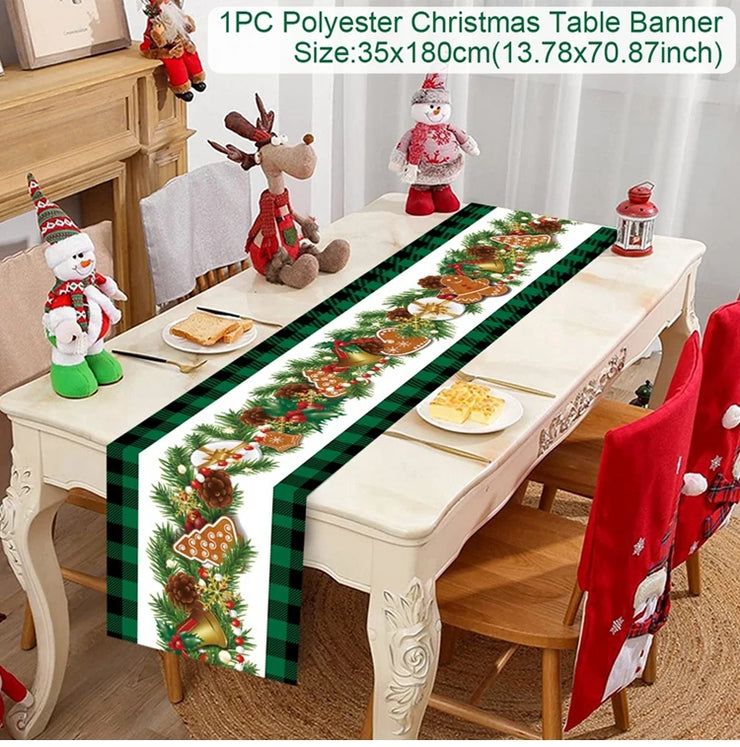 Christmas Table Runner Merry Christmas Decoration for Home Xmas Party Decor 2025 Navidad Notal Noel Ornament Happy New Year 2026
