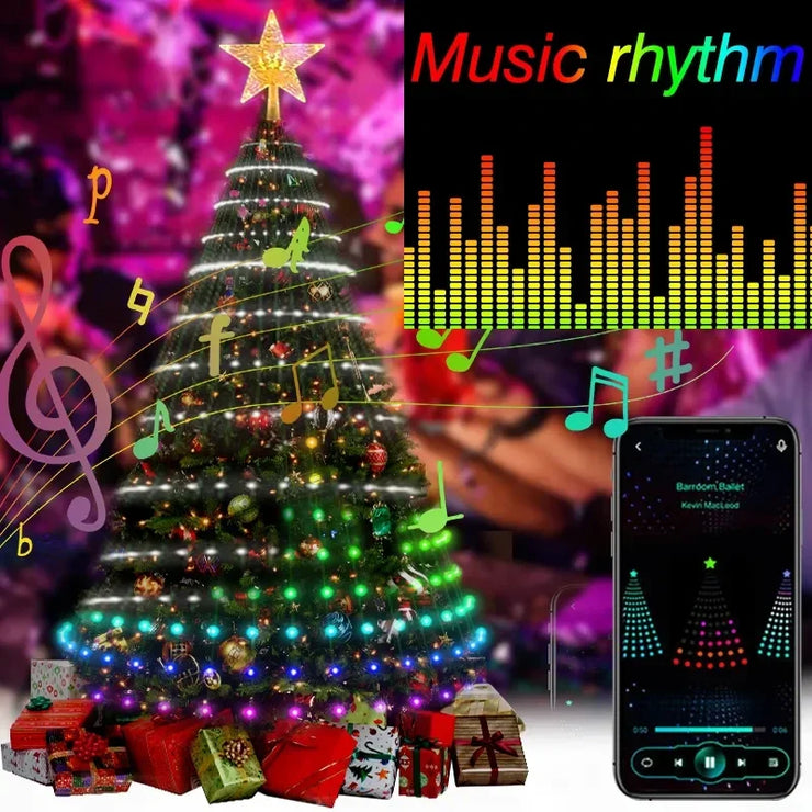 Christmas Decorations 2024 Christmas Tree Led Lights String Application DIY Image LED RGB IC Fairy Lights Bluetooth Control