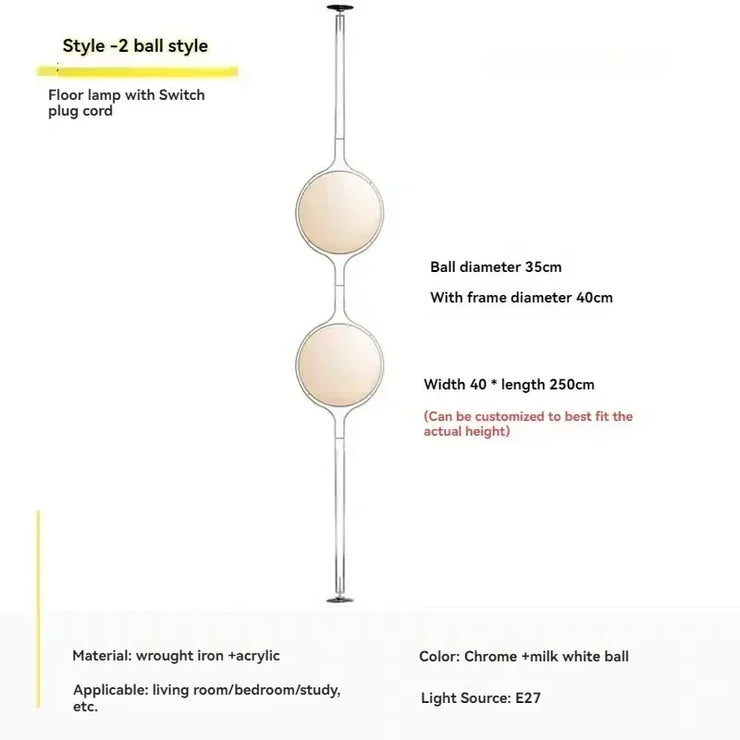 2025 Modern Creative LED Floor Lamp Chrome Metal White Acrylic Ball Lights Art Lighting Living Dining Room Bedroom Home Decor