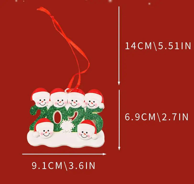 Creative Christmas Resin Pendant 2025 Family Christmas Snowman Christmas Tree Decoration Gift