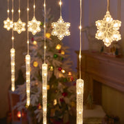 Christmas LED Curtain Lights, Boasting Snowflake & Icicle Patterns, Battery - Driven Fairy String Lights Suited for Home Party
