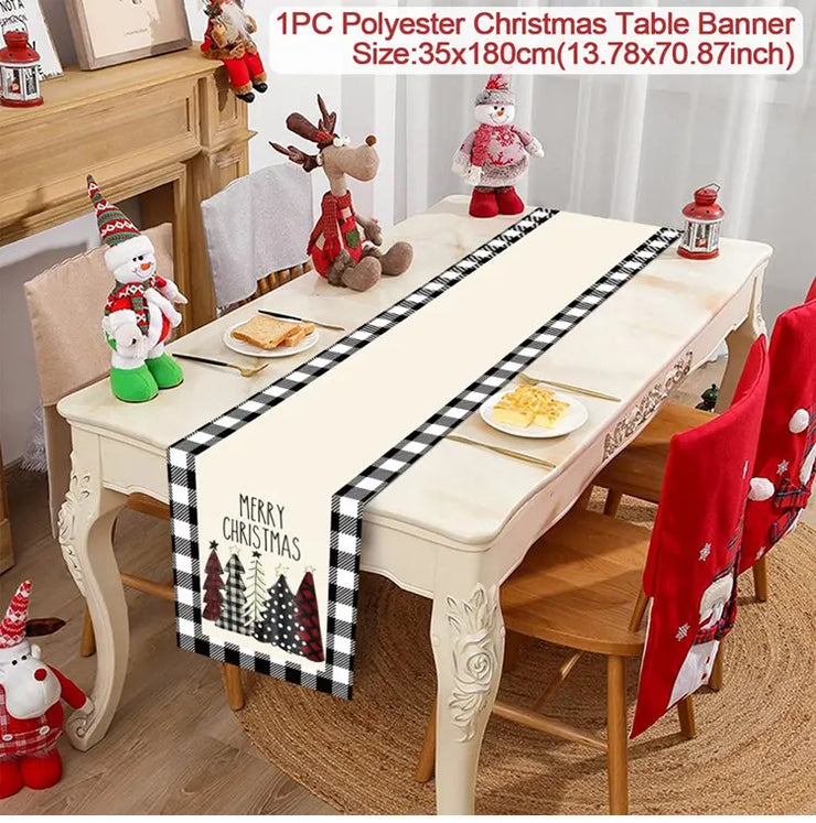 Christmas Table Runner Merry Christmas Decoration for Home Xmas Party Decor 2025 Navidad Notal Noel Ornament Happy New Year 2026