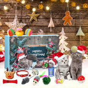 24pcs 2025 Christmas Festival Cat Advents Calendar Play Toys Countdown Surprise Present Box Decorations Gifts Teasing Stick Pet