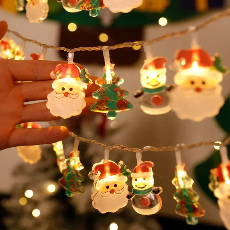 Christmas Lights String Santa Claus Snowman Battery-operated Garland LED Christmas Decorative Light Party New Year&