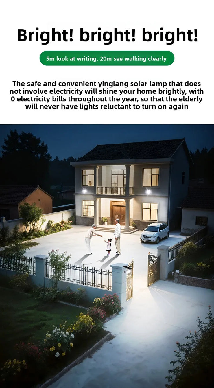 2025 1200LM High Power Solar Led Light Outdoor Powerful Outdoor Motion Sensor Solar Lamp Waterproof Garden Wall Yard Street Lamp