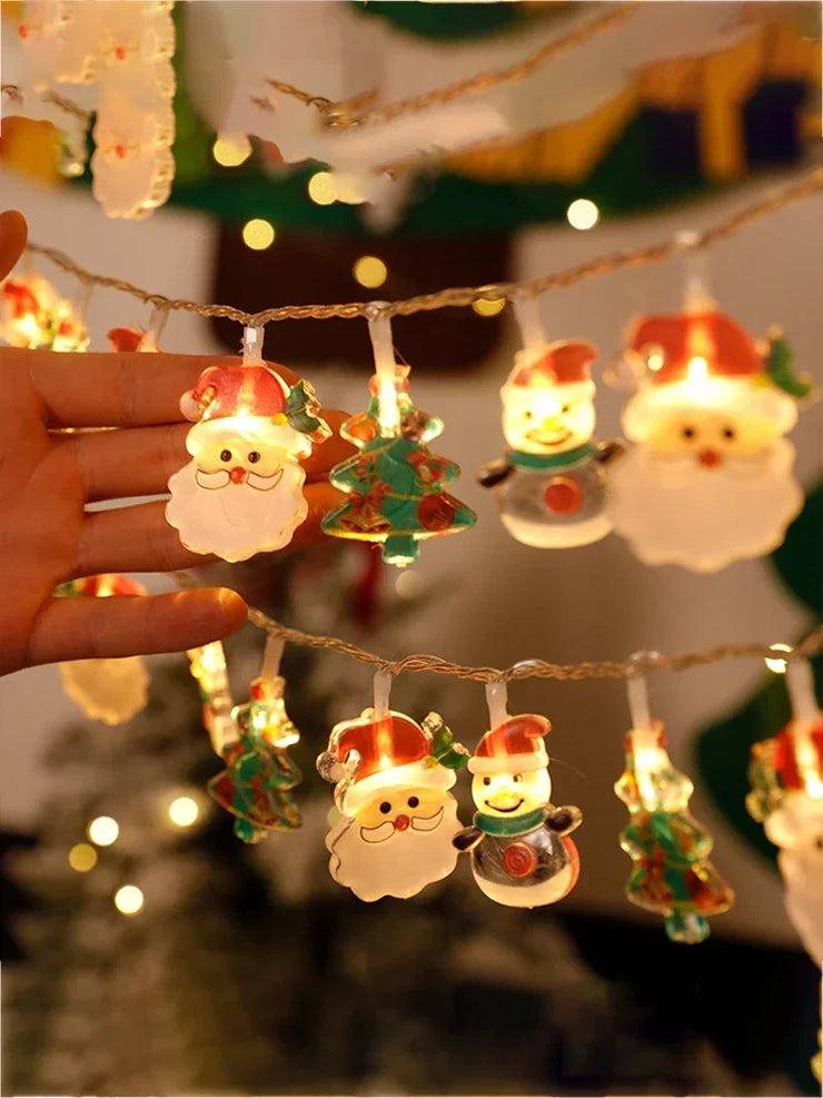 Christmas Lights String Santa Claus Snowman Battery-operated Garland LED Christmas Decorative Light Party New Year&