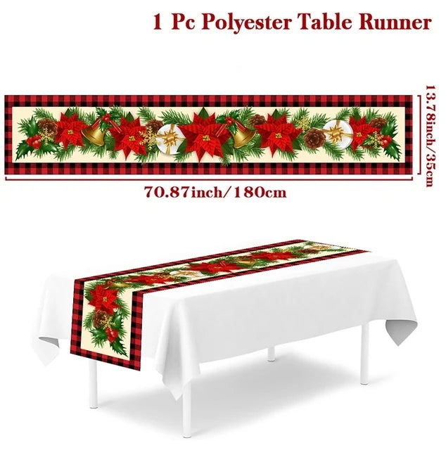 Christmas Table Runner Merry Christmas Decoration for Home Xmas Party Decor 2025 Navidad Notal Noel Ornament Happy New Year 2026