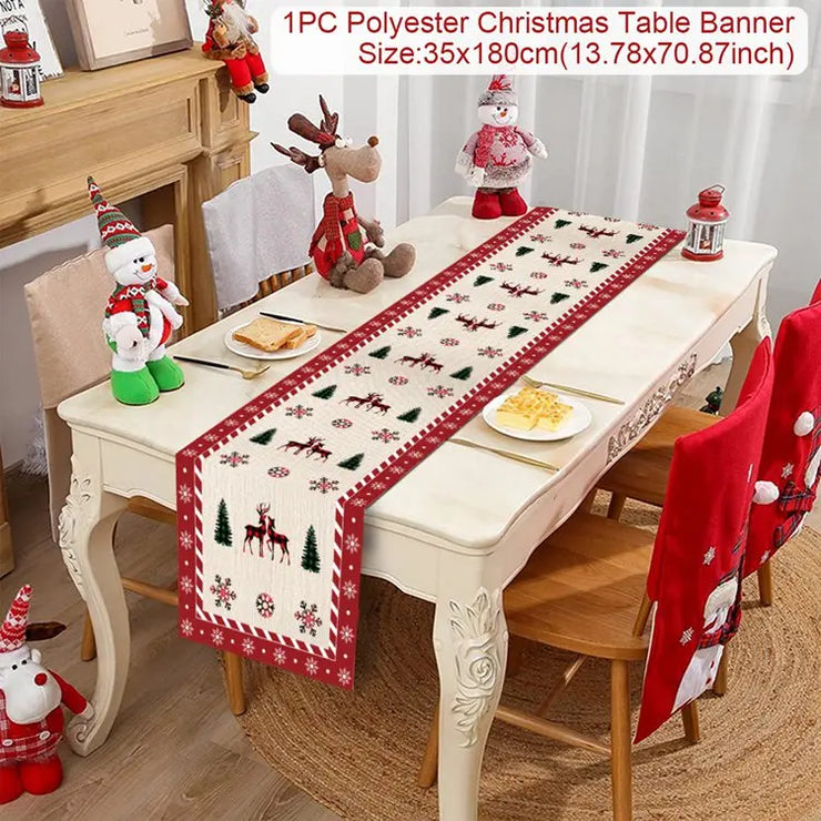 Christmas Table Runner Merry Christmas Decoration for Home Xmas Party Decor 2025 Navidad Notal Noel Ornament Happy New Year 2026