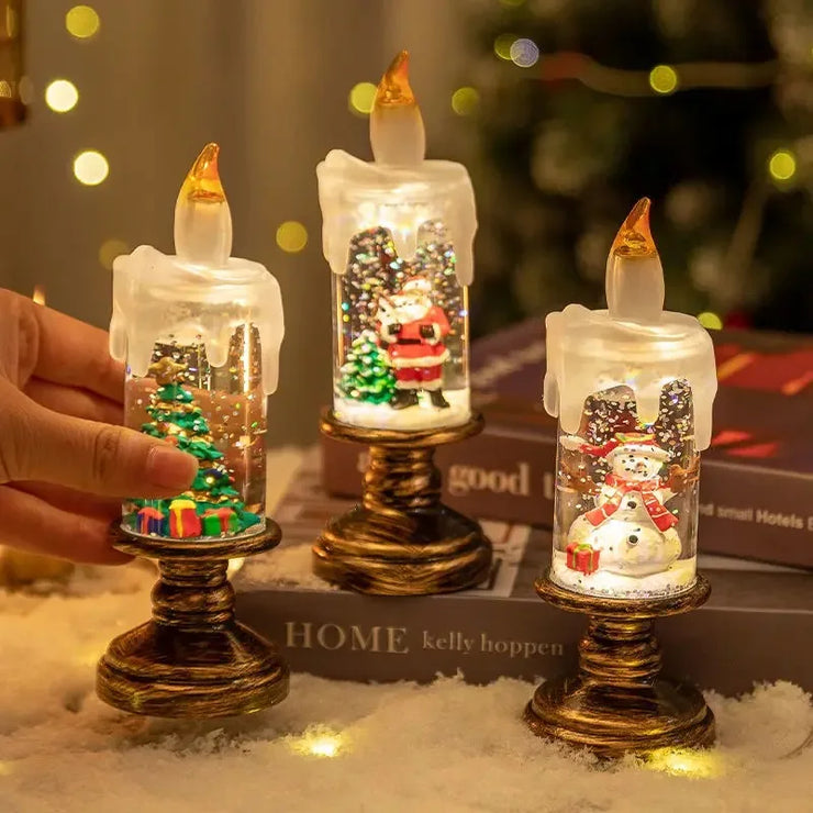 Christmas Candle Night Light Desktop Decoration - LED Luminous Ambient Ornament Gift for Home Scene Setup