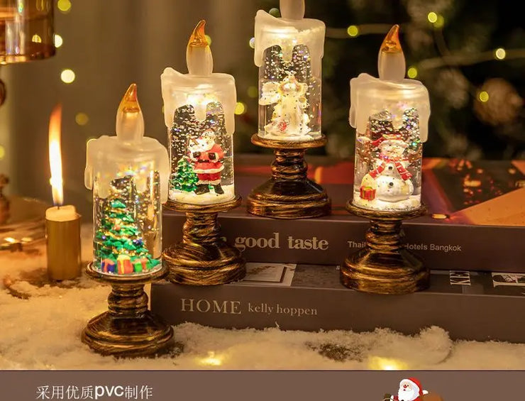 Christmas Candle Night Light Desktop Decoration - LED Luminous Ambient Ornament Gift for Home Scene Setup