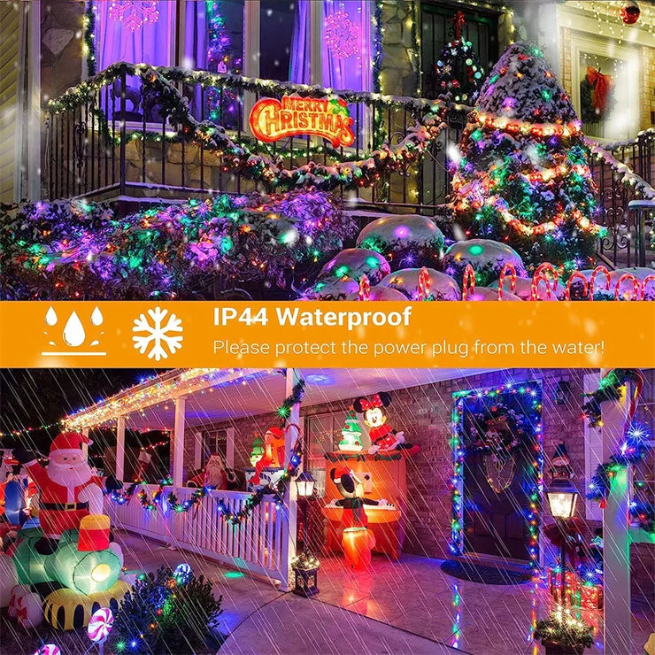 Christmas Tree Lights Outdoor Indoor, 100LED 10M WS2812B RGBIC Lights, String Lights IP65 Waterproof Bluetooth Fairy LED String