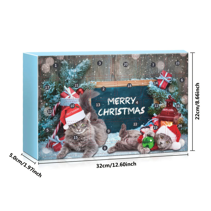 24pcs 2025 Christmas Festival Cat Advents Calendar Play Toys Countdown Surprise Present Box Decorations Gifts Teasing Stick Pet