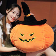 2025 Happy Halloween Party Wearing Hat Pumpkin Demon Doll Stuffed Soft Halloween Plush Toy PP Cotton Funny Pumpkin Throw Pillow