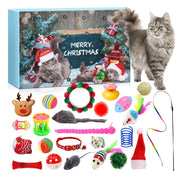 24pcs 2025 Christmas Festival Cat Advents Calendar Play Toys Countdown Surprise Present Box Decorations Gifts Teasing Stick Pet
