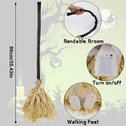 2025 LED Halloween Witch Broom With Sound Spooky Lighted Moving Broom Halloween Dancing Witch Broom For Door Porch House