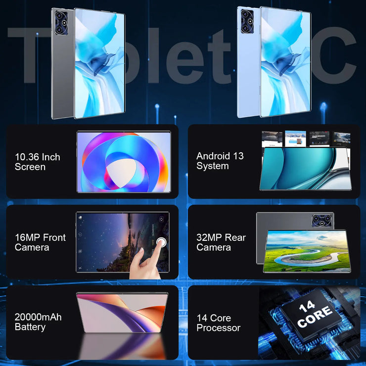 2025 Tablet Android 20000mAh 10.36 inch Global Version 22GB+2TB New Network 14 Core Android 13.0 Wifi Tablet