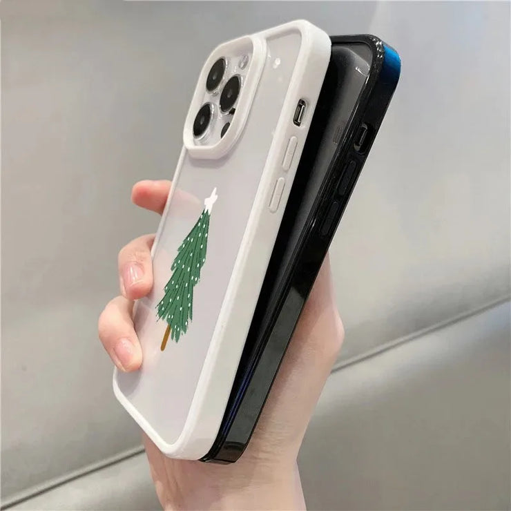 Christmas Tree Pattern Clear Phone Case for iPhone 12 11 13 14 15 16 Pro Max X XR XS 7 8 16 Plus SE 2020 2022 Shockproof Cover