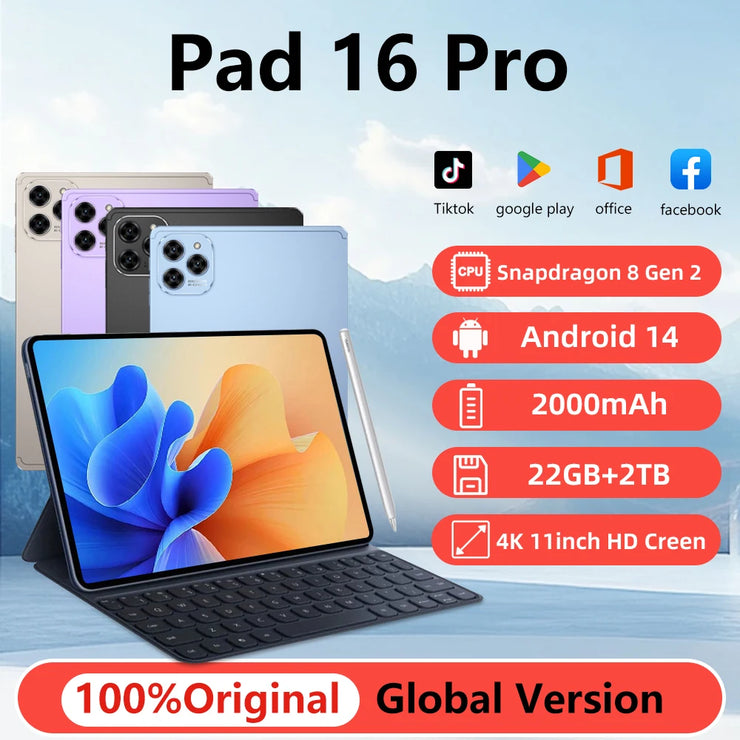 2025NEW Tablet Pad 6 Pro Global Version Original Android 14 11Inch16GB+1TB 5G Dual SIM Smart Tablets pc with keyboard WiFi