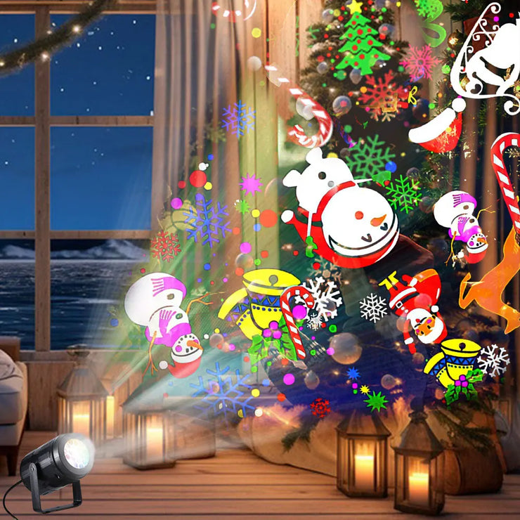 Christmas Projector Light 16Pattern Projection Fairy Lamp Outdoor/Indoor Holiday Projection Night Lamp for Home Xmas Party Decor