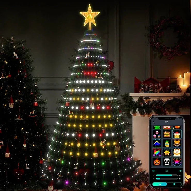Christmas Tree Starlight Decorations, Timer-Controlled Ambient Lighting, Smart Christmas Light Strips, Bluetooth App-Controlled