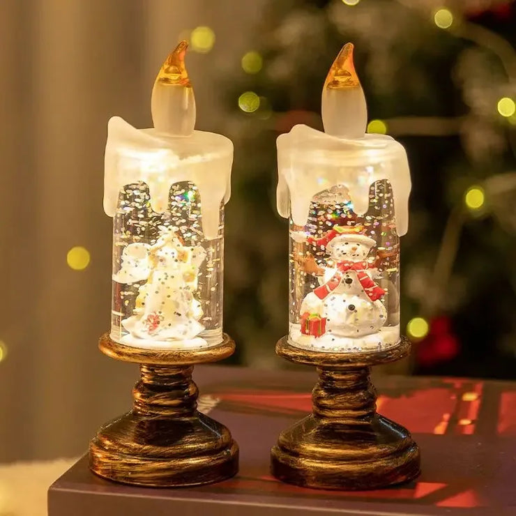 Christmas Candle Night Light Desktop Decoration - LED Luminous Ambient Ornament Gift for Home Scene Setup