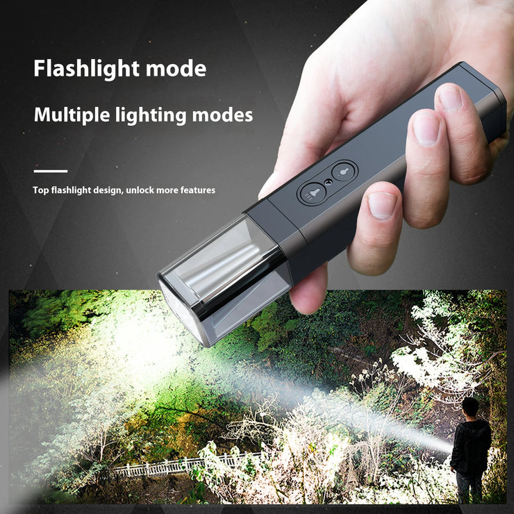 2025 10000Lums Dual Light Source Flashlight with Power Bank Function Built in Battery Camping Flash light with warning light