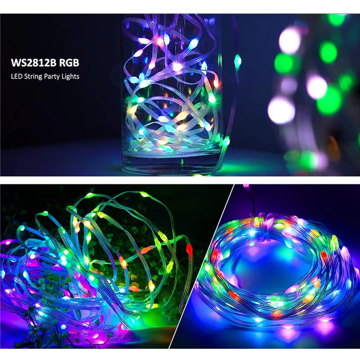 Christmas Tree Lights Outdoor Indoor, 100LED 10M WS2812B RGBIC Lights, String Lights IP65 Waterproof Bluetooth Fairy LED String