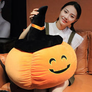 2025 Happy Halloween Party Wearing Hat Pumpkin Demon Doll Stuffed Soft Halloween Plush Toy PP Cotton Funny Pumpkin Throw Pillow