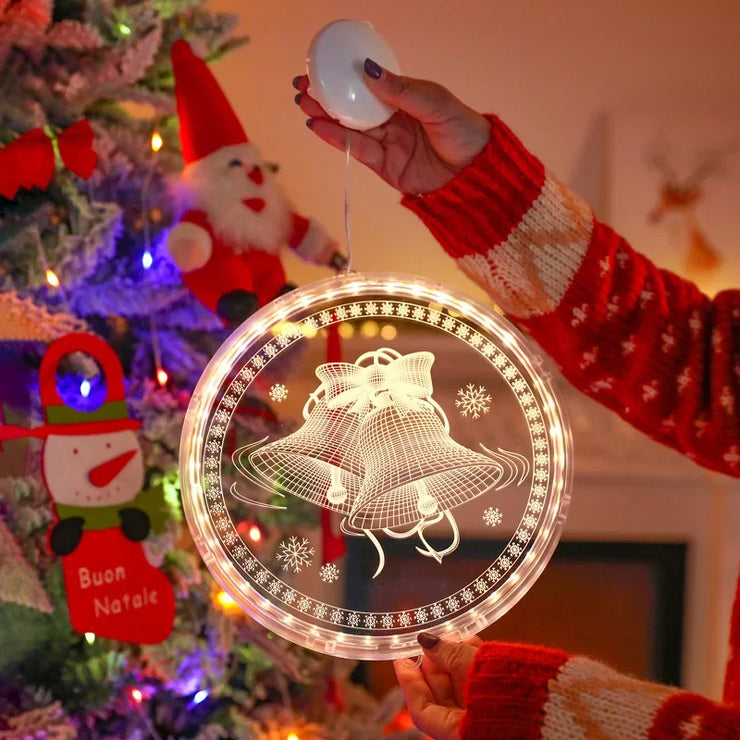 Merry Christmas LED Fairy Lights Santa Claus Elk Living Doors Windows Decoration New Year Gift 2025 Christmas Tree Hanging Light