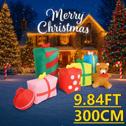 9.84FT Christma Holiday Inflatable Xmas LED Inflatable Yard Decor Boxes Teddy Bear Decor Home Decor Toy Gifts Ornaments Supplies