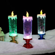 Christmas LED Candle Light Decorative Craft Night Lights Swirling Glitter Colorful Fantasy Crystal Night Lights Xmas Party Home