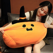 2025 Happy Halloween Party Wearing Hat Pumpkin Demon Doll Stuffed Soft Halloween Plush Toy PP Cotton Funny Pumpkin Throw Pillow