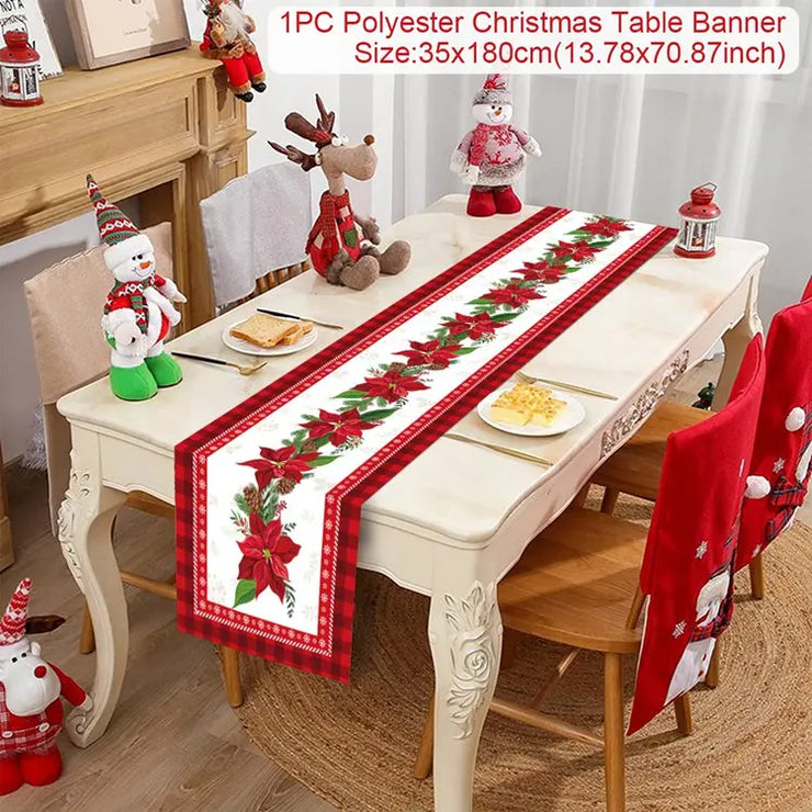 Christmas Table Runner Merry Christmas Decoration for Home Xmas Party Decor 2025 Navidad Notal Noel Ornament Happy New Year 2026