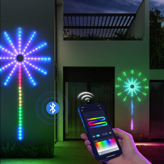 Christmas Fireworks Light RGBIC LED String Light USB LED Garland Lamp Outdoor Garden Room Camping Wedding Decor Fairy Lights