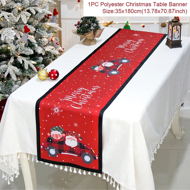 Christmas Table Runner Merry Christmas Decoration for Home Xmas Party Decor 2025 Navidad Notal Noel Ornament Happy New Year 2026