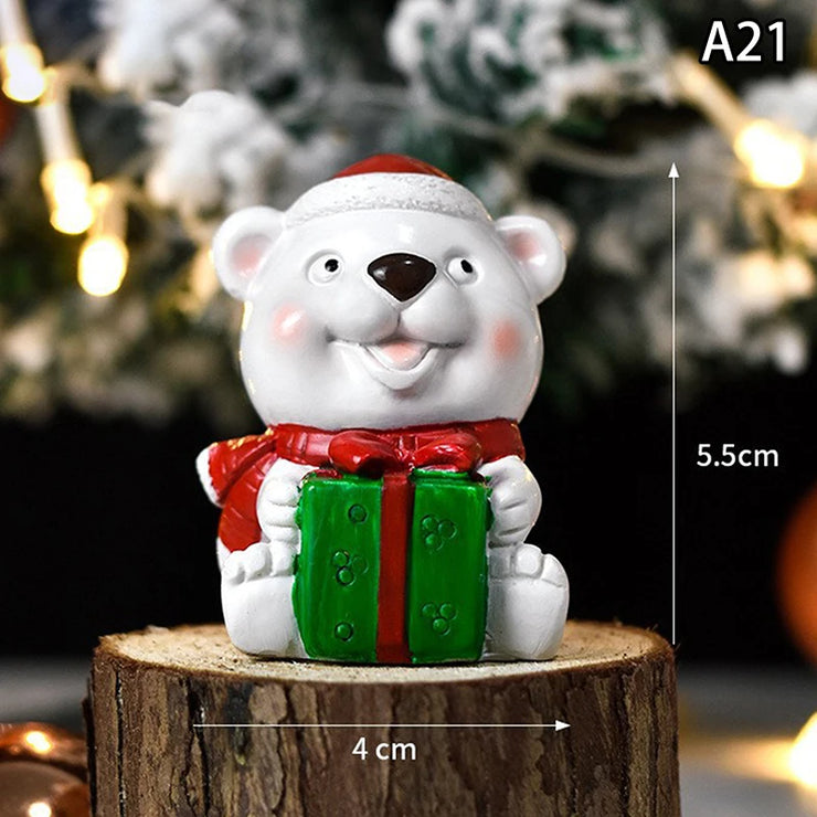 【MAX-22】Christmas Series Resin Animal Party Creative Mini Christma Tree Old Girl Kids Cute Gift Home Decoration Supplies Decor