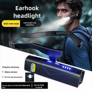 2025New Induction LED Headlamp  Ear Hook Lightweight Waterproof Hands-Free Flashlight for Fishing Cycling Running Camping Hiking
