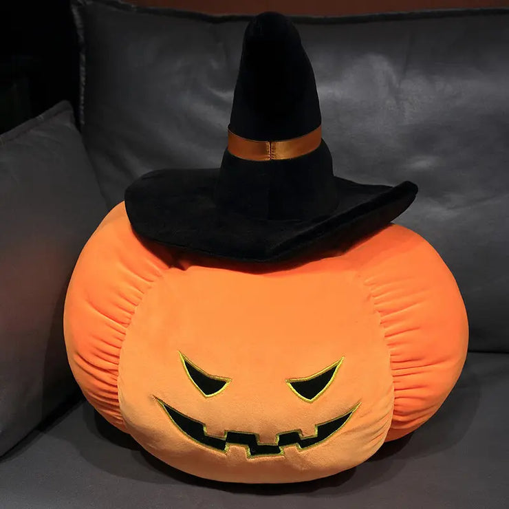 2025 Happy Halloween Party Wearing Hat Pumpkin Demon Doll Stuffed Soft Halloween Plush Toy PP Cotton Funny Pumpkin Throw Pillow