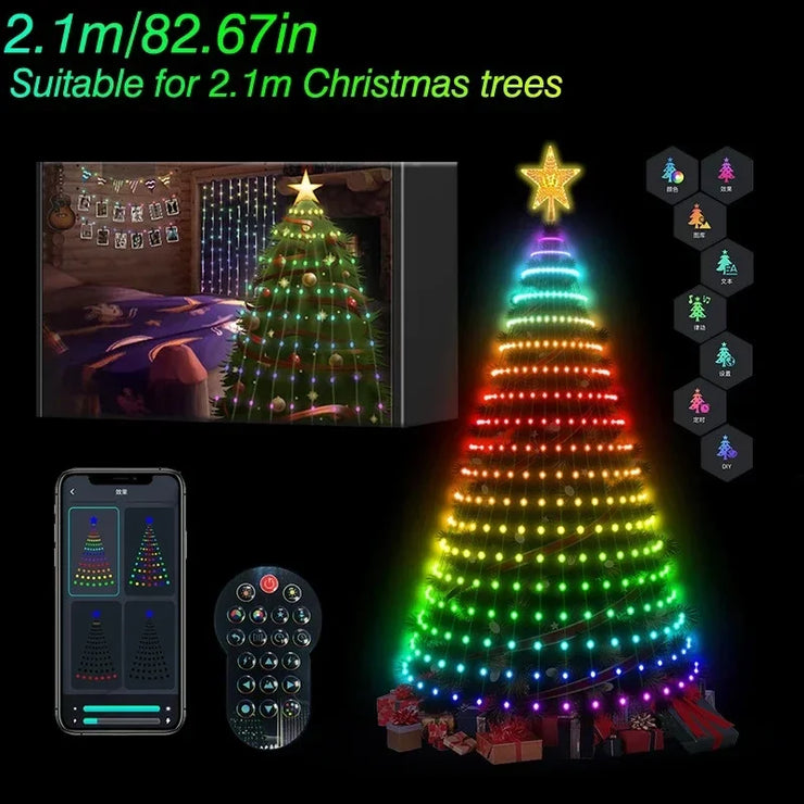 Christmas Decorations 2024 Christmas Tree Led Lights String Application DIY Image LED RGB IC Fairy Lights Bluetooth Control