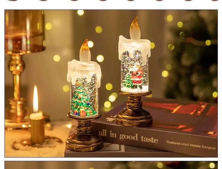 Christmas Candle Night Light Desktop Decoration - LED Luminous Ambient Ornament Gift for Home Scene Setup